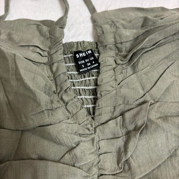 SHEIN Army Green Halter Tie Flowy Beach Small Women's Mini Sundress Formal Dress - Picture 2 of 3